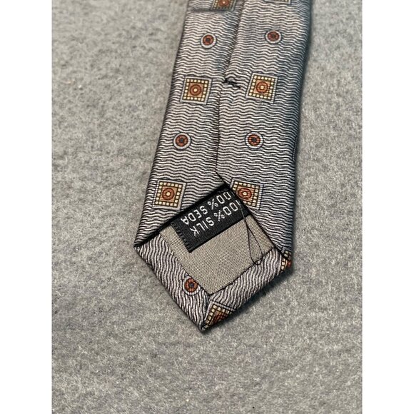 Stafford Mens Silk Tie Grey Geometric Pattern Necktie - Picture 3 of 4